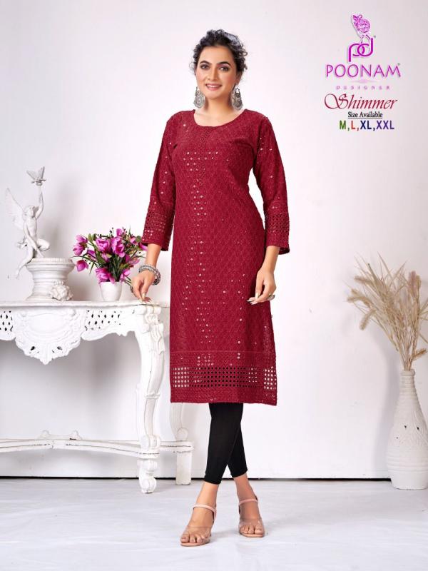 Poonam Shimmer Fancy Wear Sequence Rayon Kurti Collection